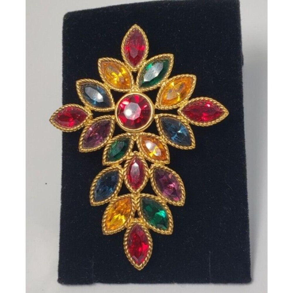Vintage Rare Napier Signed Royalton Rhinestone Meltese Cross Brooch Limited Edit
